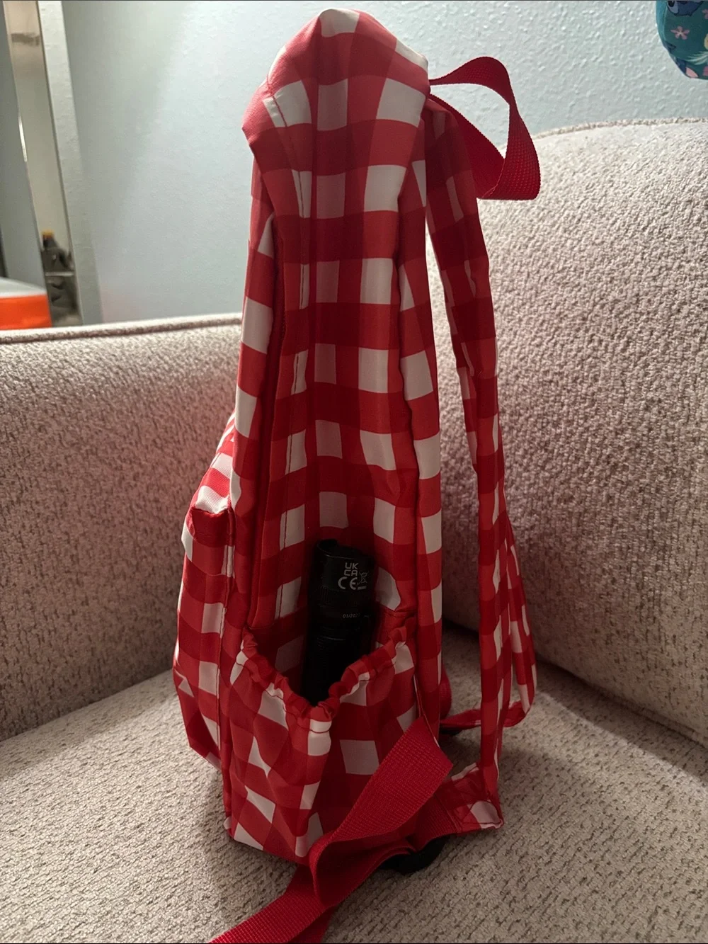 Red Gingham  Backpack with Cherry Patch